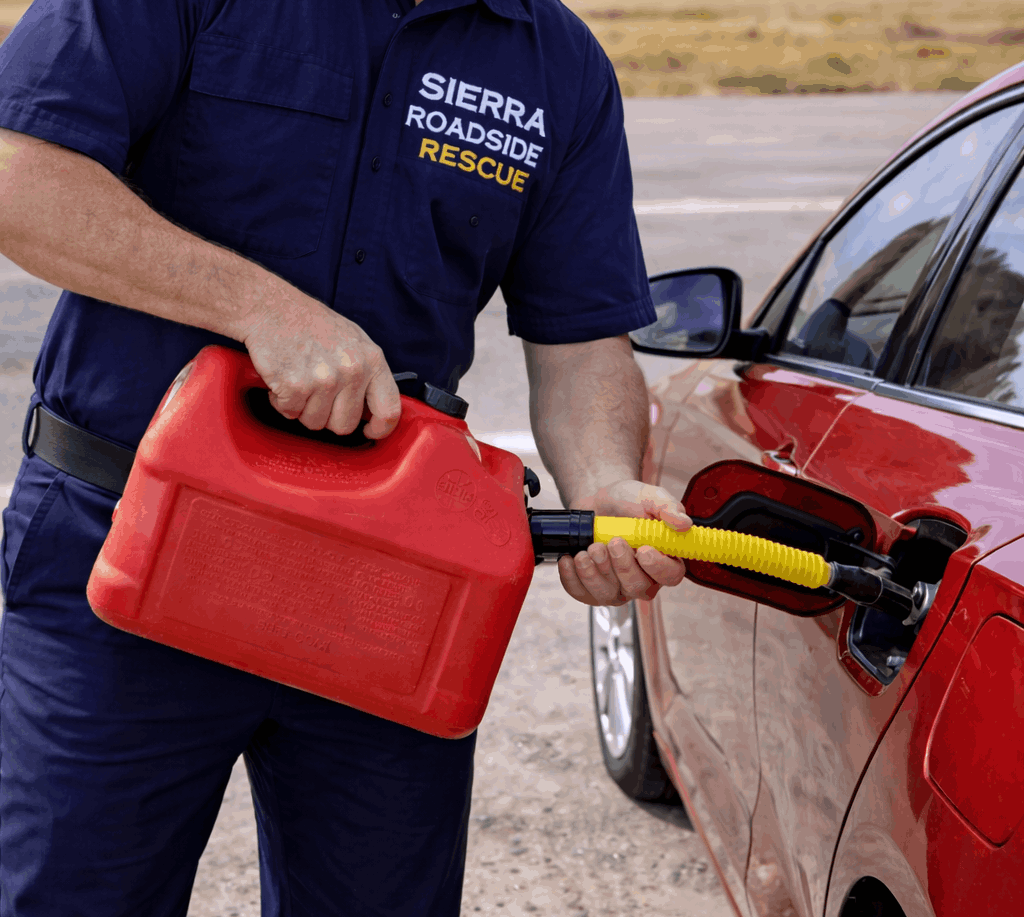 Sierra Auto Locksmith technician delivering fuel